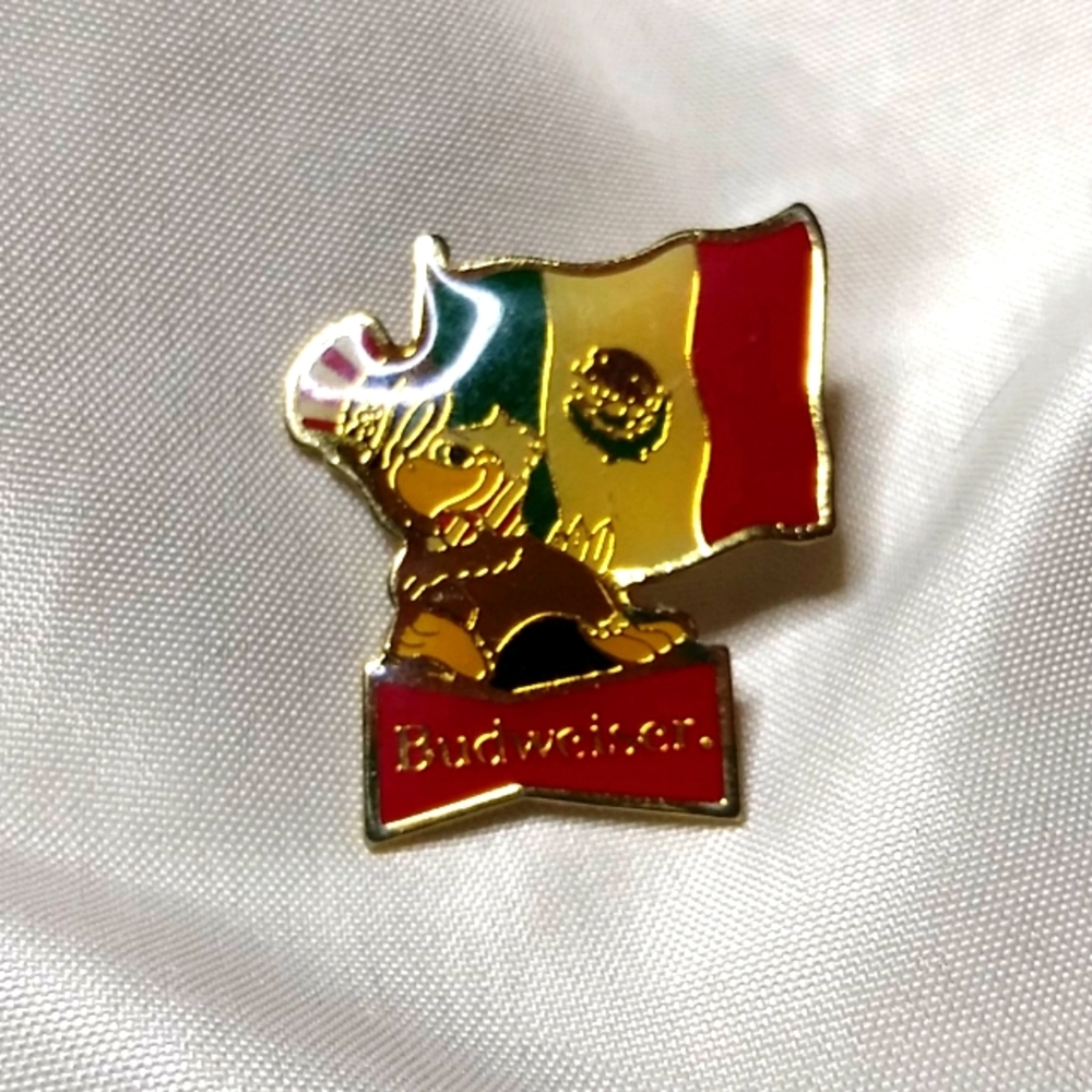 1984 Olympic pin with Mexico's flag and Budweiser
